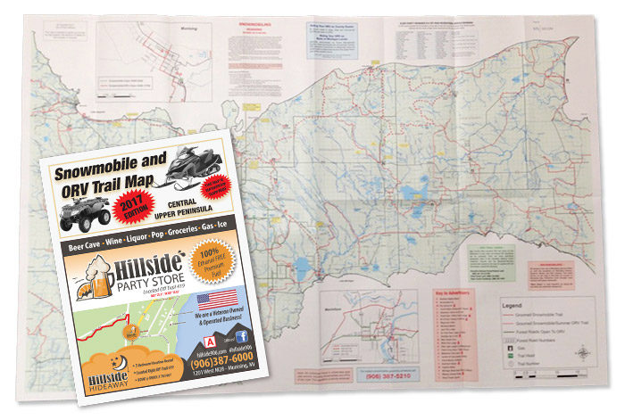 Central Upper Peninsula MI snowmobile map