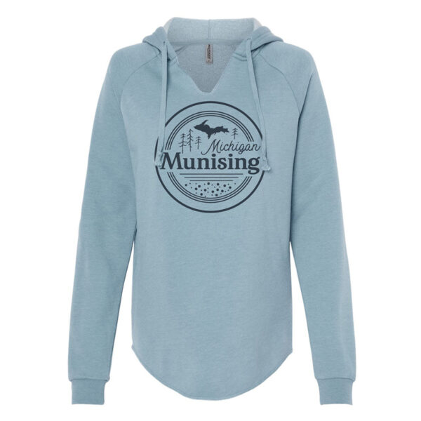 Munising circle V-Neck Hoodie Misty Blue color