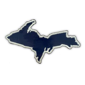 Upper Peninsula shaped iron on patch - navy color