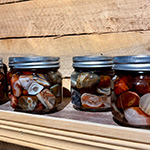 agates in jars