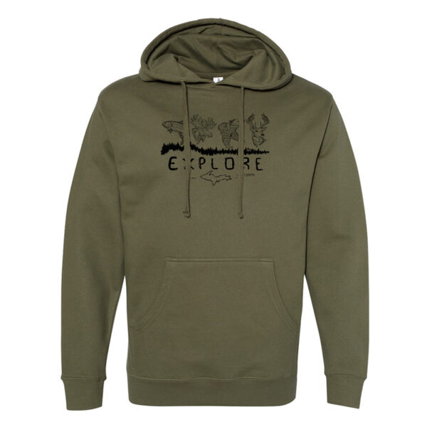 Explore hoodie army green