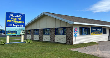 Munising Visitor Center exterior and sign